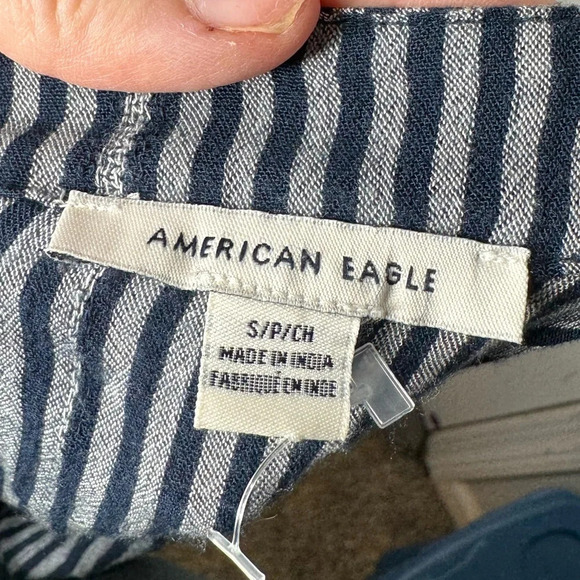 AMERICAN EAGLE Blue And Gray Striped Wrap Mini Skirt Size Small - Picture 4 of 10